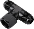 12AN Male Flare Tee T Fitting Adapter with AN12 Female Swivel On Side Aluminum Black