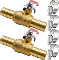 1/2 inch mini 2 way brass barb air ball valve for water gas fuel shut cut off 16mm pex tubing, (2 pcs in pack)