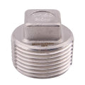 Stainless Steel 304 Cast Pipe Fitting, Square Head Cored Plug, Class 150, 1 Inch NPT Male