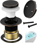Oil Rubbed Bronze Tub Drain Kit with Hair Catcher, Premium Brass Tip-Toe Bathroom Tub Drain Replacement and 2-Hole Overflow Faceplate, 11.5/16 UNC Bathtub Drain Stopper Assembly