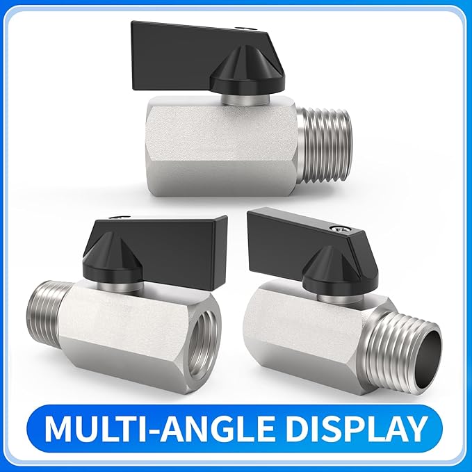 ChillWaves Brass Mini Ball Valve, Shut Off Switch Ball Valve 1/4" NPT Male x 1/4" NPT Female Thread Pipe Fitting(2-PACK)