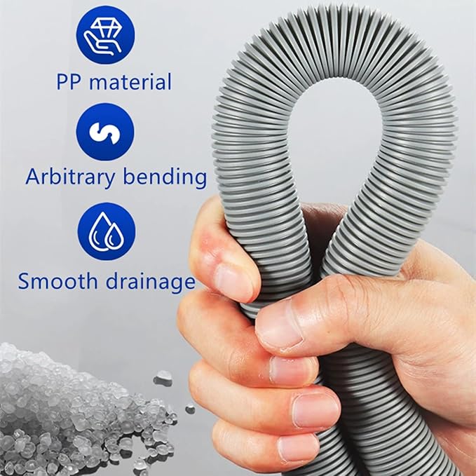 20-Ft Washing Machine Drain Hose Universal, Flexible Dishwasher & Washer Drain Hose Extension with 4 Clamps & 1 U-Bend Holder