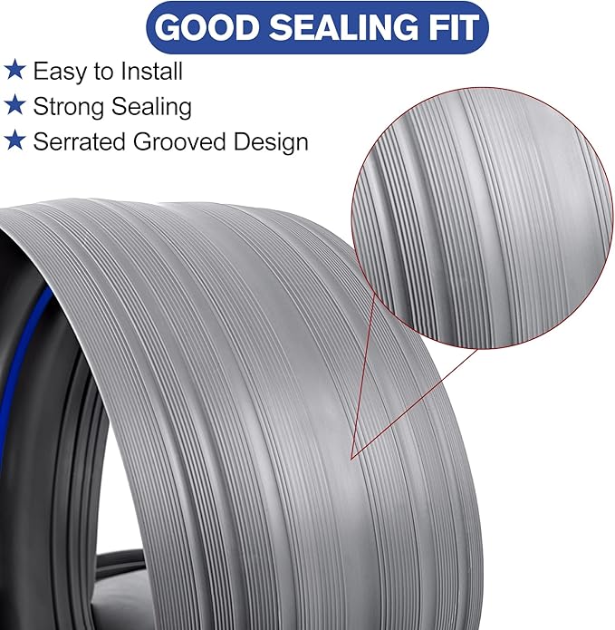 ToLanbbt 10Ft/3.05M Universal Garage Threshold Seal Strip with 300ml Black Sealants/Adhesives, Garage Door Bottom Weatherproof Strip Rubber DIY Weather Stripping Replacement (Grey-Blue Line)