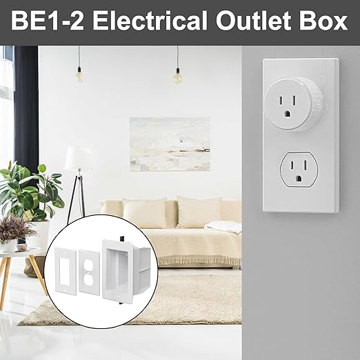 25Pcs BE1-2 Electrical Outlet Box Extenders, 1-Gang Outlet Box Extender Single Gang Box Extender Electric Box Extender with 50PCS Screws