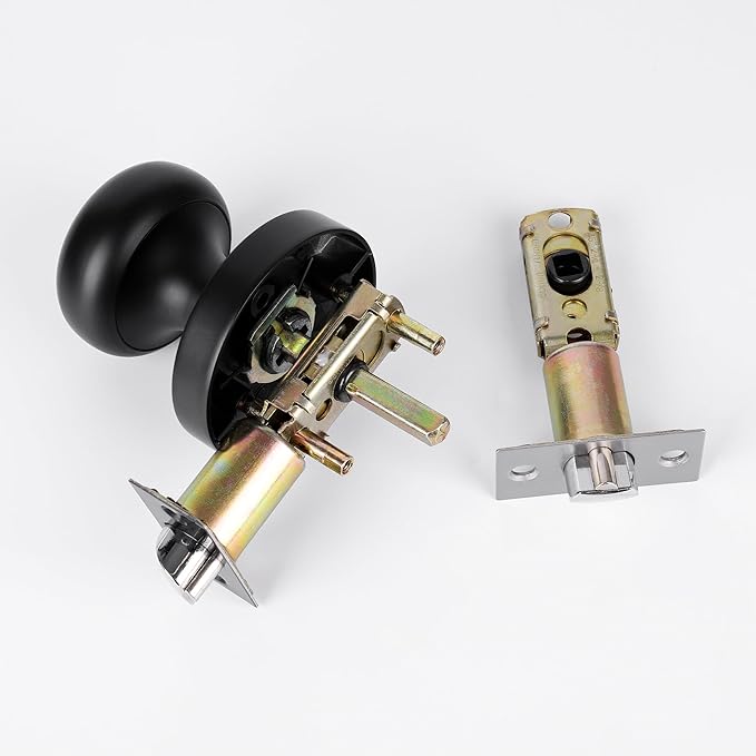 Adjustable Deadlatch Size 60/70mm 45°Turning Angle Square Hole 7.6mm Suitable for Keyed Entry Door Knob/Handle, Door Lock Replacement Parts with Door Strike Plate, Satin Nickel