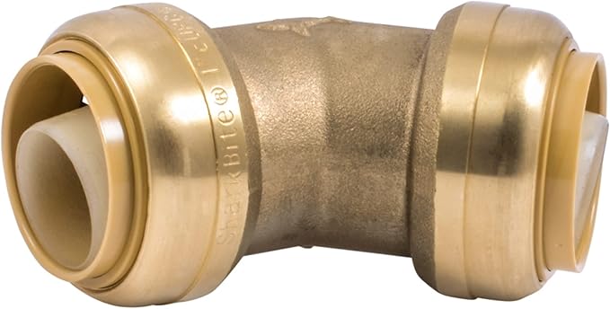 SharkBite 1 Inch 45 Degree Elbow, Push to Connect Brass Plumbing Fitting, PEX Pipe, Copper, CPVC, PE-RT, HDPE, U660LFA