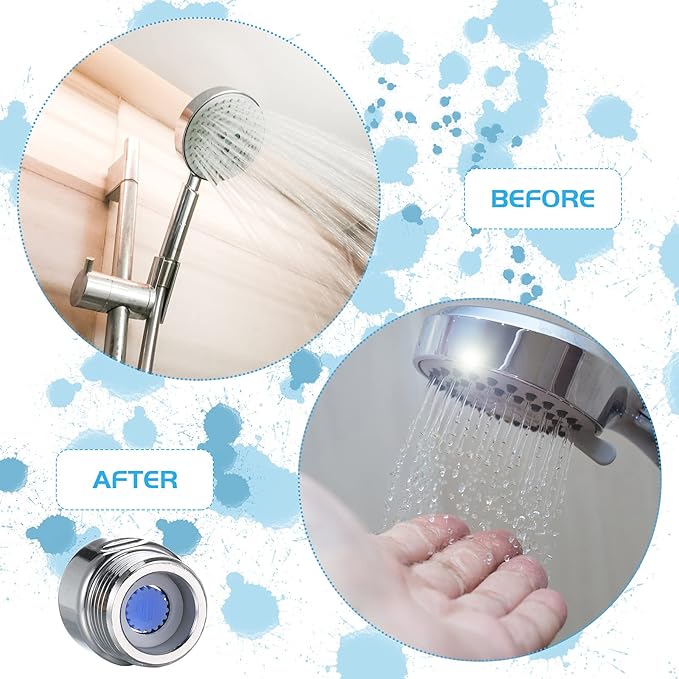 Honoson 4 Set Shower Flow Reducer Limiter Set 1/2 Inch Flow Restrictor Control Valve for Fixed Handheld and Shower Head 1.2/1.5/1.8/2/ 2.2/2.5 Gpm