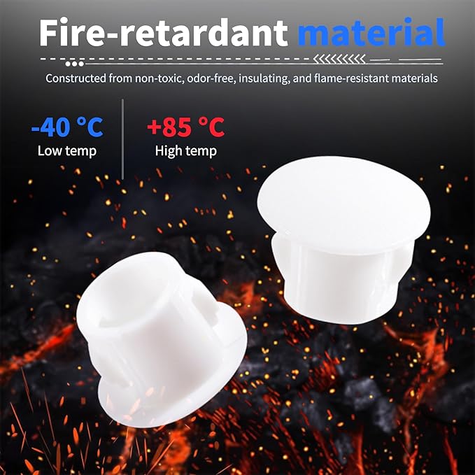 50 Pcs OD 0.236"(6mm) White Hole Knockout Locking Plugs,Plastic Nylon Round Drilling Hole Plugs,Flush Type Panel Round Snap in Fastener,Tube Fastener Cover for Furniture Insert End Caps