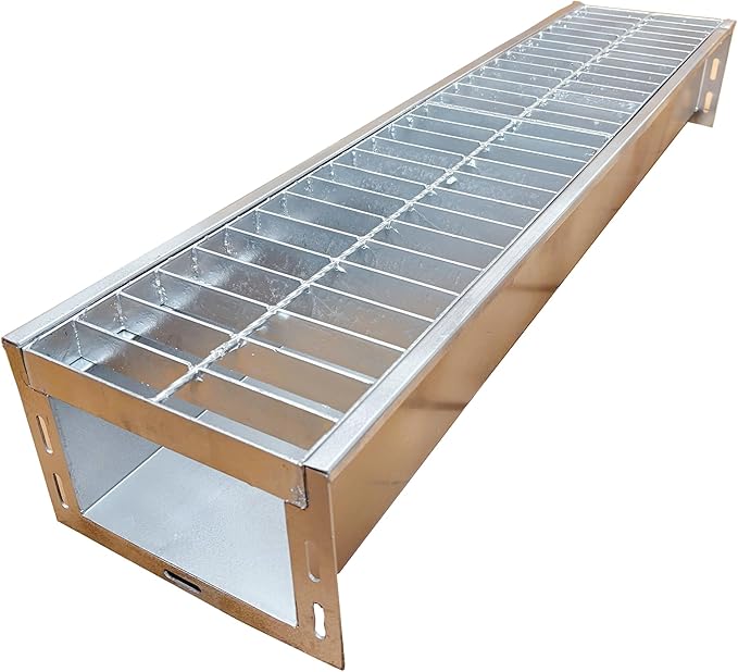 304 Stainless Steel Channel Drain with Galvanized Steel Grate 39.4x9x6 in, B-Class 28100 lbs Heavy-Duty Drain Kit for 3" Pipe, Trench Drainage System for Outdoor, Driveway, Garage, Yard