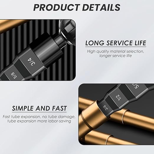 2 Sets HVAC Flaring Tools, Swaging Tube Repair 5 in 1 Air Conditioner Copper Pipe Expander Flaring Swaging Drill Set Copper Tubing Tool with 1/4", 3/8", 1/2", 5/8", 3/4" Bits, Black and Red