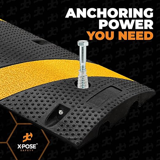 xpose safety Concrete Anchors Set with 4"" Lag Bolt, Lag Shield and Washer - 12 Sets per Pack - 1/2"" Bolt Lag Screws 4-Inch for Speed Bumps for Asphalt - Galvanized Steel Lag Bolts