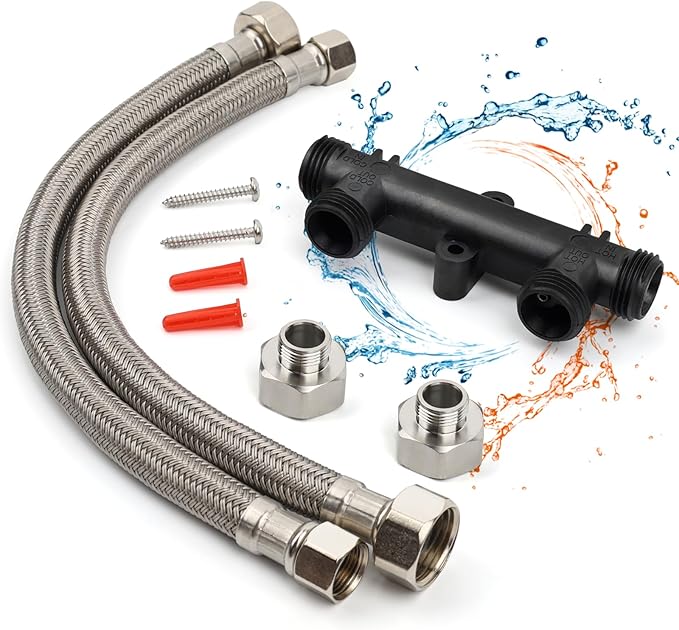 WP596816 Sensor Valve Kit for watts Recirculating Hot Water Pump, Essential Component of Hot Water Recirculation System, Includes 2 x 12in Stainless Steel Pipes & Thermal Bridge Valve