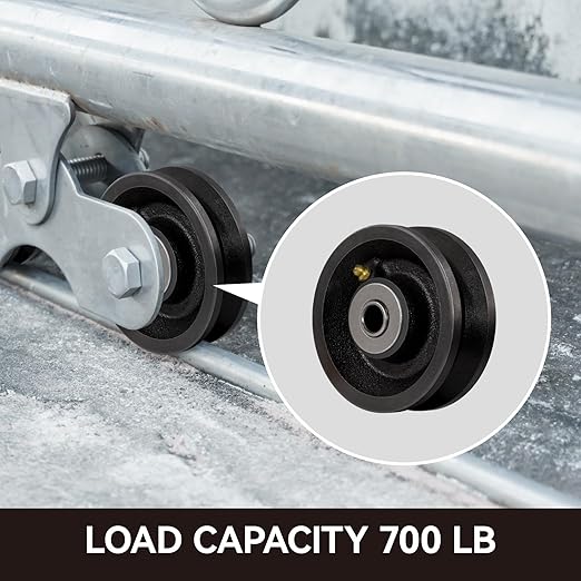 4" X 2" Sliding Gate Wheels（4 Pack）, Cast Iron V Groove Wheel with Roller Bearing-700 lbs Capacity, Rolling Gate Wheels, Sliding Gate Casters