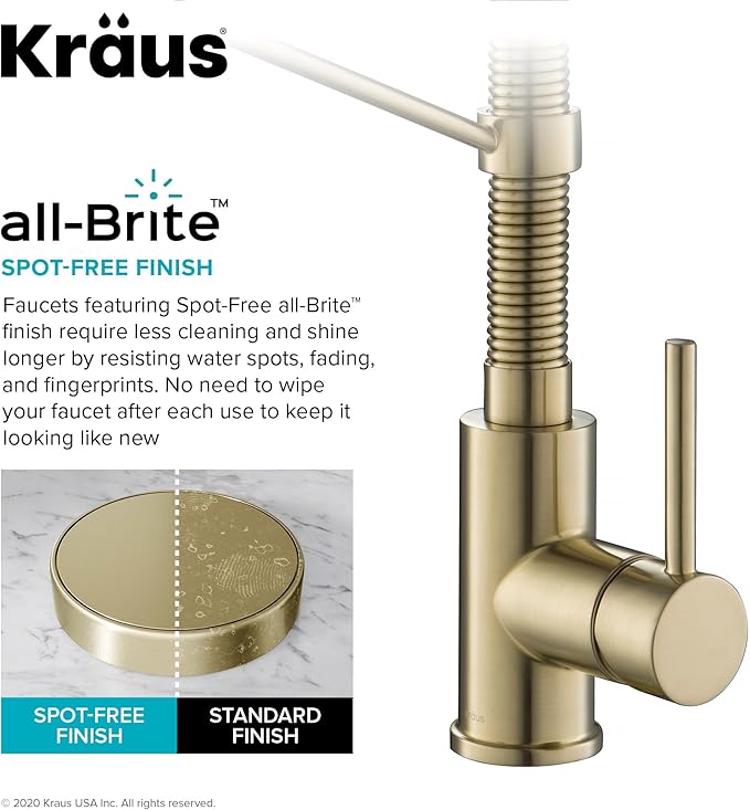 KRAUS Bolden Commercial Style Pull-Down Kitchen Faucet and Purita Water Filter Faucet Combo in Spot Free Antique Champagne Bronze, KPF-1610-FF-100SFACB