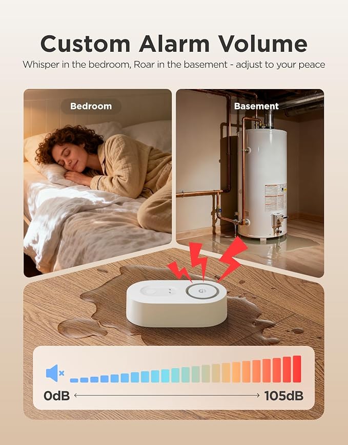 GoveeLife Upgraded Smart Water Leak Detector 1s with 1804ft Ultra-Long Range, WiFi Water Sensor with SMS/Email/APP Push and Sound Alarm, 5-Year Battery Life, Suit for Home, Basement, Kitchen, 2 Pack
