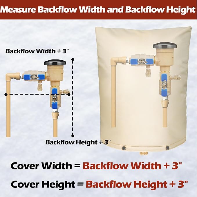 SUNICO Backflow Preventer Insulation Cover (5°F) - 5-Layer Upgrade Insulated Design Sprinkler Covers for Outside,16" W X 20" H, Backflow Insulation Cover for Sprinkler Valve ,Winter Freeze Protection
