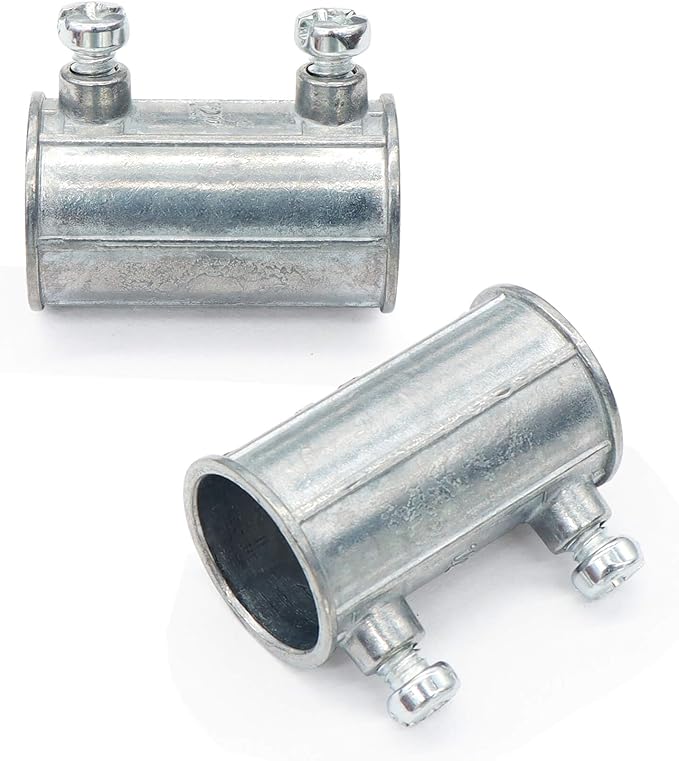 30 Pieces EMT Conduit Set Screw Connectors, 1/2 Inch Zinc Die Cast Electrical Conduits Fitting Coupling