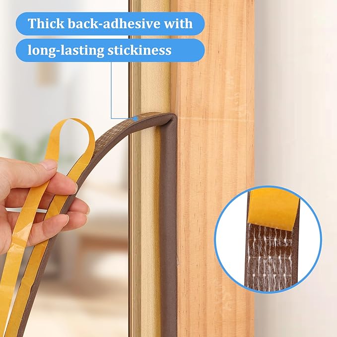 19.7Feet Rubber Weather Stripping Door Seal, Self-Adhesive Seals for Door Window Gap, Soundproofing, Insulation Strip, Door Sealers for Door Frame (Brown)