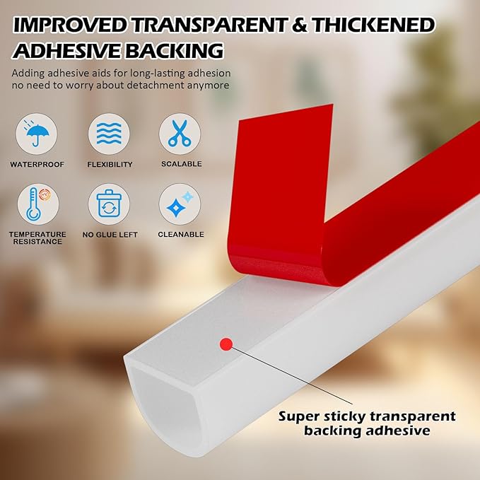 40FT Weather Stripping Door Seal - Self Adhesive Weather Insulation Strip Weatherstripping Silicone D Shaped Seal Strip Door Frame Gap Filler/Window Soundproofing