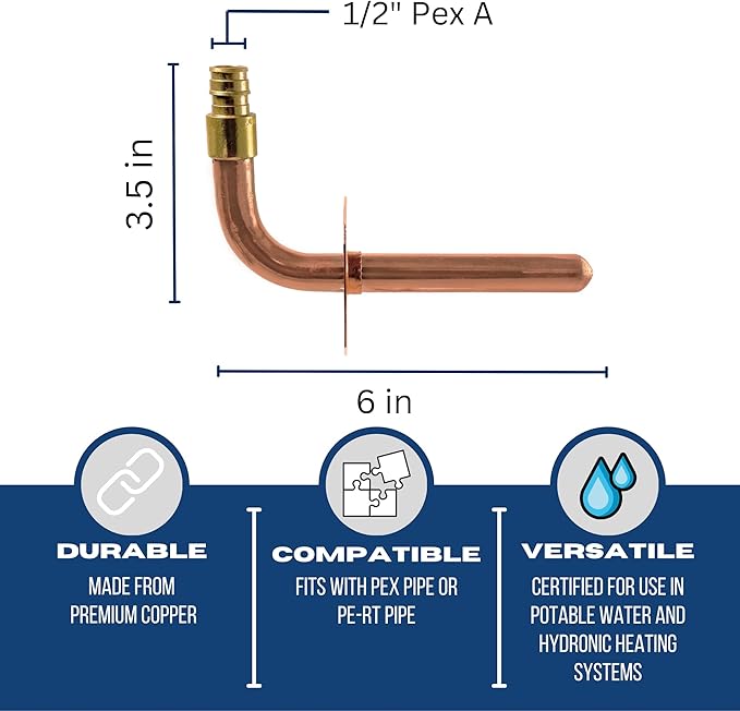10 Pieces XFITTING Stub Out Elbow with Nail Flange, 1/2" Pex A x 3-1/2" x 6", F1960 Expansion Stub Out