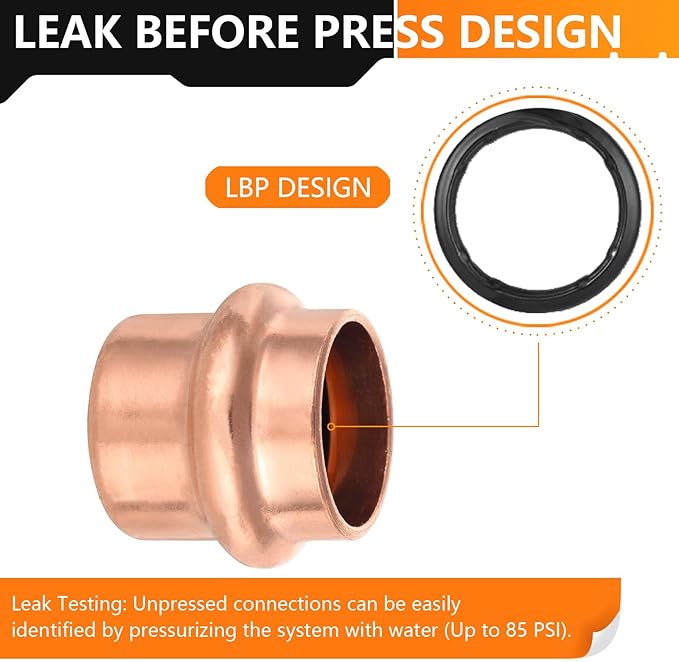 10-Pack HeSun Copper Press End Cap(Plug), 3/4" Pressure Fittings, Press Fit for Copper Tube Connection(PRESS011)