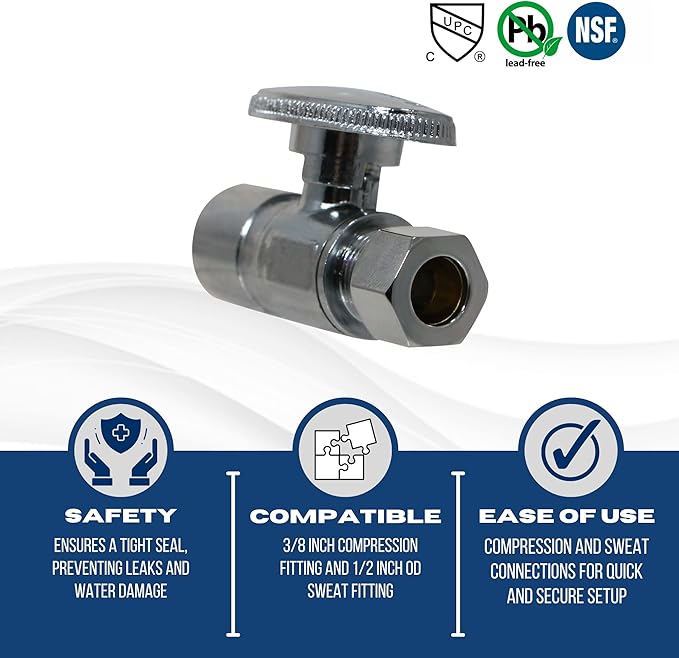 XFITTING 3/8 Inch OD Compression x 1/2 Inch Sweat Straight Valve, 31-4-1=2XX, 2 Pieces