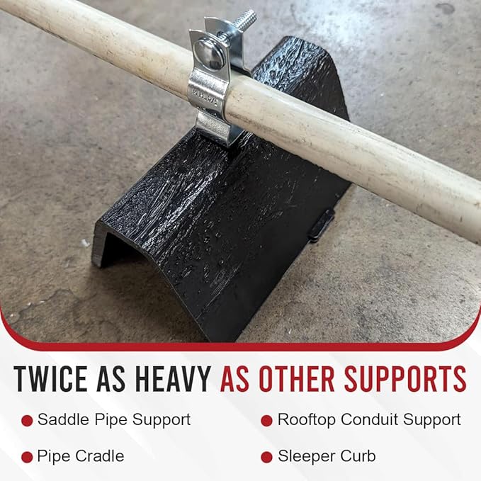 USA-Made Rooftop Pipe Support CTL – 4 Pack - 6" Pre-Cut Heavy-Duty Block - 150 lbs Capacity - Strongest on the Market - Cradle Saddle for Pipes, Rooftop Conduit Support - Eco-Friendly Recycled Plastic