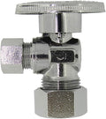 Angle Stop Valve 5/8" OD (1/2" Nominal) Compression x 3/8" OD Compression- Chrome Plated Brass ¼ Turn Angle Valve For Water Pipes, Toilets, Sinks- Lead-FreeWater Shut Off Valve, 5 Pack
