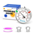 MEANLIN MEASURE -30inHG~30Psi Vacuum Pressure Gauge 316 Stainless Steel Joint 1/4"NPT 2.5"FACE DIAL, Liquid Filled Pressure Gauge WOG Water Oil Air Back Mount with Stainless Steel Hex Bushing, Snaps