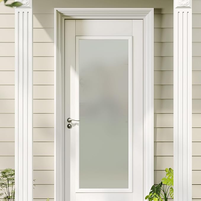 Entry Door Glass Inserts Replacement - 22" x 64" 1-Lite Frosted Tempered Glass Insert Kit with White Frame, for Exterior Front Door