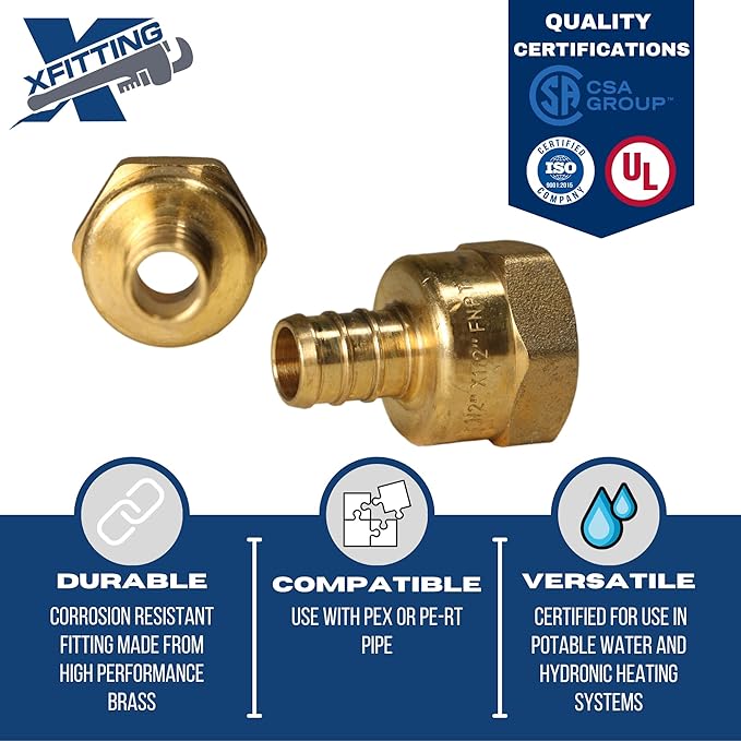XFITTING 1/2 inch Pex x 1/2 inch Female NPT Adapter, 23-4-1=25X, 25 Pieces