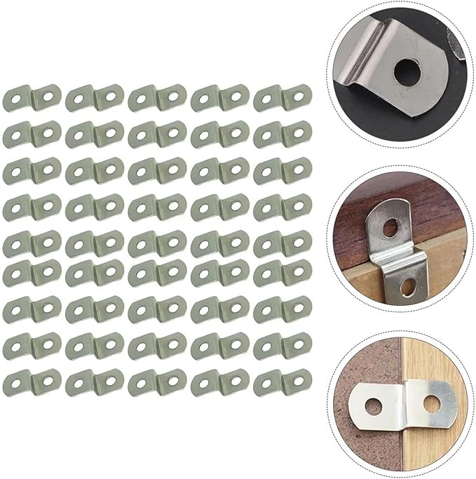 120 Pcs Stainless Steel Fixed Clips - Corner Brackets & Connectors for Photo Frames, Mirrors & Cabinets