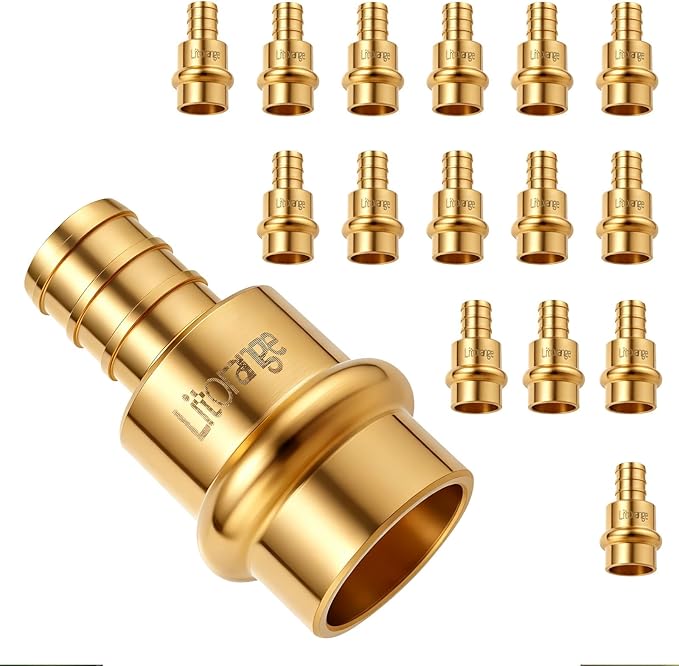 15 Pack Lead-Free 1/2" Copper to PEX Adapter, 1/2" Propress Fittings for Quick Connection of Copper Tube and PEX-B Pipe