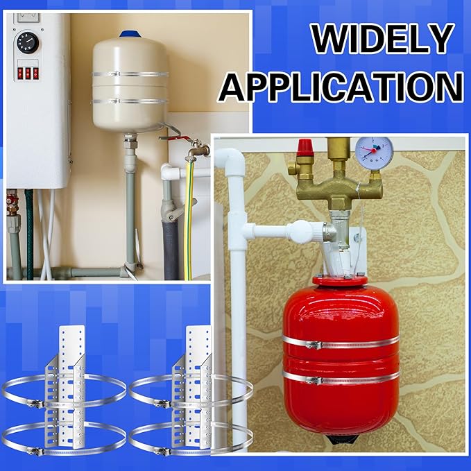 Blulu 1 Set Expansion Tank Mounting Bracket Thermal Expansion Tank Holder with Water Heater Strap Earthquake Straps Nitrogen Propane Holder for 5 Gallon or 13 Inch Diameter Pole