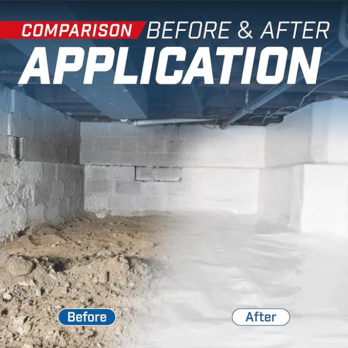 Crawl Space Vapor Barrier, 10 Mil 10' x 100', White Vapor Barrier, Thick Plastic Sheeting, Heavy Duty Polyethylene Film, Drop Cloth Covering for Crawlspace, Basement