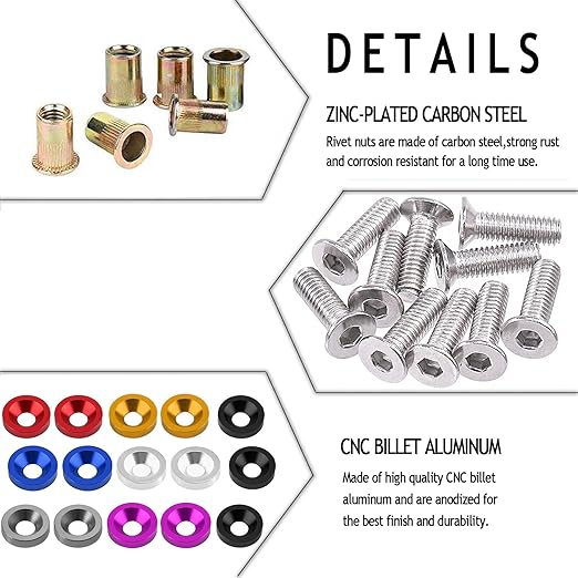 20-Piece Engine Dress up Kit: Aluminum Washers, Bolts & Rivet Nuts (Blue)