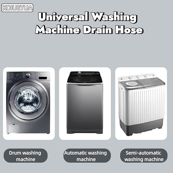 10FT Universal Washing Machine Drain Hose Kit – Extra-Long Corrugated Extension for Washer, Dishwasher & Dehumidifier | 7-Pack with 4 Stainless Clamps & Adapter, U-Bend Bracket