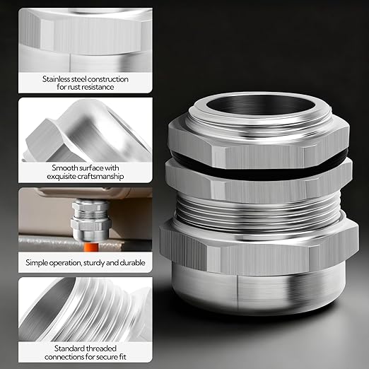 1pcs 1"NPT Stainless Steel Cable Gland, Metal Waterproof Cable Gland, Adjustable Cable Gland Protectors 18-25mm