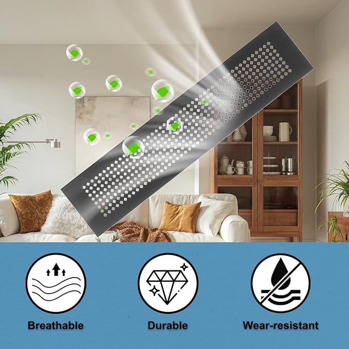 PATIKIL 18 x 3 Inch Door Air Vent Cover, 3 Pcs Aluminum Grille Ventilation Cover Louvered Diamond Hole with Mounting Screws for Cabinet Wardrobe Ceiling Door, Black
