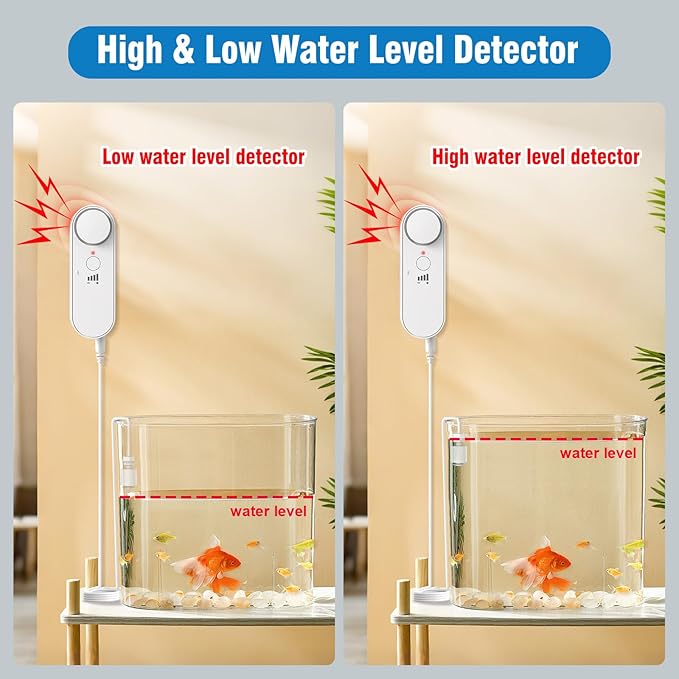 Daytech Water Level Sensor 100 dB Sump Pump Alarm Water Sensors for Leaks with 78 inch Detector Cable and 4 Volume Levels Flood Sensor for Basements(2PC)