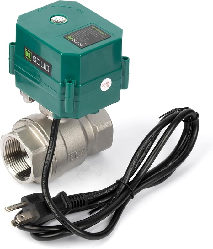 U.S. Solid 2" Motorized Ball Valve with US Plug 110VAC Stainless Steel Electrical Ball Valve,Auto Return, Normally Open
