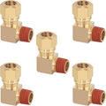 5PCS Air Brake Nylon Tubing Brass 90 Degree Union Elbow Joint DOT Approved 3/8" Tube OD x 1/4" NPT Thread Air Line Adapter Air Suspension Kit for Truck Trailers and Air Brake System