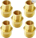 1/4" x 1/8" Male Threaded Hex Nipple Reducer Brass NPT Pipe Fitting Adapter Straight Connectors Pack of 5