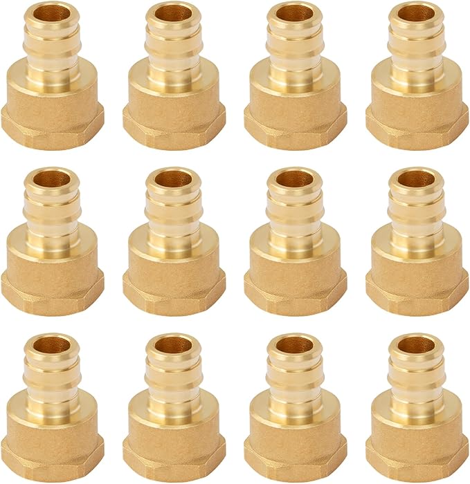 SUNGATOR 12 Pack Pex A Expansion 1/2" x 1/2" Female NPT Adapter Brass Fitting, No Lead Brass, ASTM F1960 ONLY For Pex-A Tubing