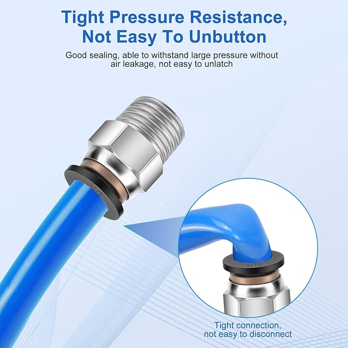 12 Pcs Push to Connect Fittings 5/16 Inch Tube OD x 1/4 Inch NPT Thread Pneumatic Male Straight and Elbow Quick Connect Air line fittings
