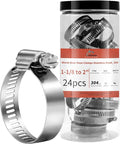 24 Pack 1 1/8" - 2" Worm Gear Hose Clamps, Adjustable Range 27-51mm 304 Stainless Steel Fuel Line Hose Clamps for Pipe, Plumbing, Automotive and Mechanical Application