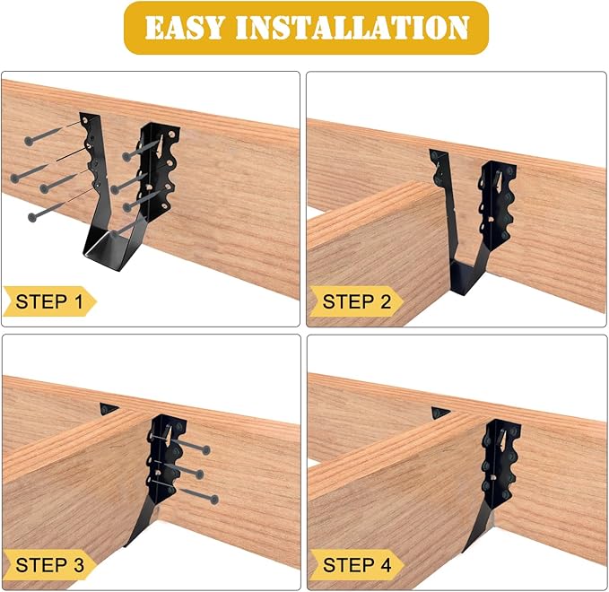 25pcs 2x6 Joist Hanger, 18 Gauge LU26 Black Anti-Corrosion Coating Face Mount Joist Hangers, Wood Hurricane Ties, Rafters Tie(LU26, 25pcs, Black)