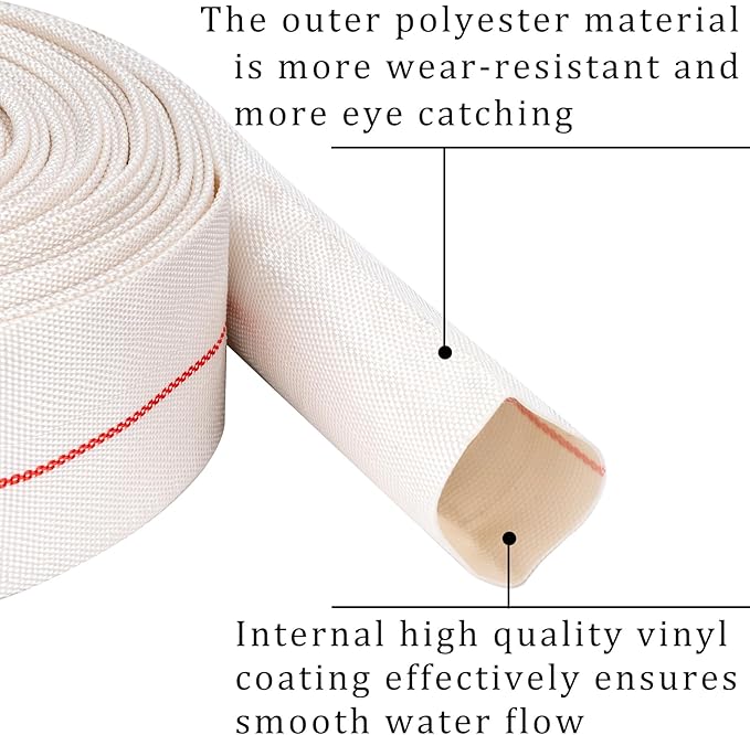 Pool Backwash Hose 2-1/2” × 65 ft Heavy Duty PVC Water Discharge Hose General Purpose Flexible Reinforced Lay Flat Pump Drain Pipe for Water Transfer Applications (2.5in-65ft, No Leak)