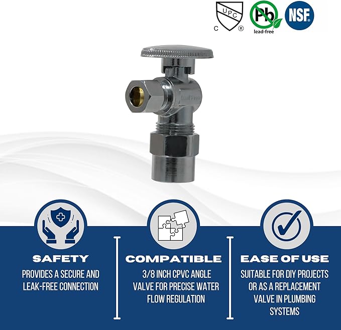 XFITTING 1/2 Inch CPVC x 3/8 OD Compression Angle Valve, 3-3-3=5XX, 5 Pieces