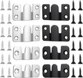 4 Pairs Flush Mount Bracket with Screws Stainless Steel Heavy Duty Photo Frame Hook Furniture Connector Art Gallery Wall Mount Hardware for Hanging Large Picture Display (Silver, Black)